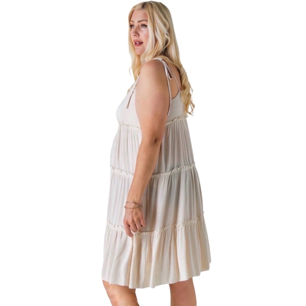 Davi & Dani Beige Ruffled Tiered Mini Dress - Picture 4 of 11